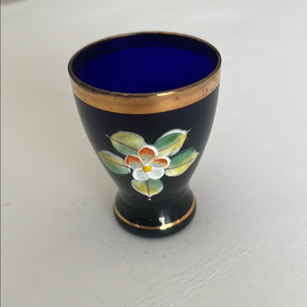 Blue and Gold‎ Floral Shot Glass